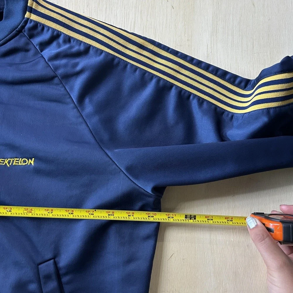 Vintage Ektelon Track Jacket Mens Large Blue Full Zip Striped Warm-Up Athletic